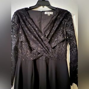 Gorgeous Tahari Black Lace Long Sleeve Top Jumpsuit